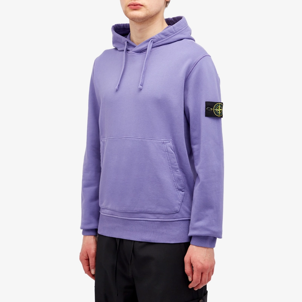 Stone Island Men's Garment Dyed Popover Hoodie Lavender